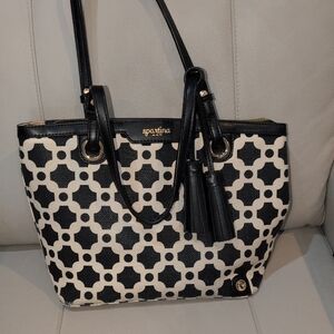 Spartina 449 High Ebb Geometric Black and Cream Tote